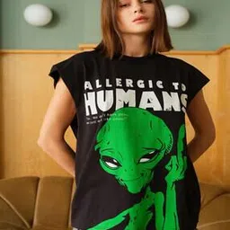 bonkers corner Women Graphic Print Oversized Crew-Neck T-Shirt-picture-17