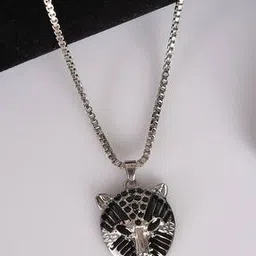 viraasi Men Silver-Plated Stone-Studded Pendant with Chain-picture-53