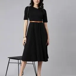 twin birds Women Round-Neck Fit & Flare Dress-picture-34