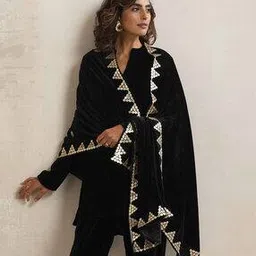 truebrowns Velvet Gota Patti Embellished Stole-picture-32