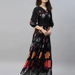 deebaco Women Floral Print V-Neck Tiered Dress-picture-17