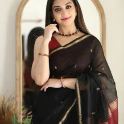 zikaraa Women Woven Saree with Contrast Border image 1