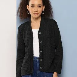 muhuratam Women Ribbed V-Neck Woolen Cardigan-picture-10