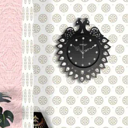 random Diamond Series Peacock Design Wall Clock image 1