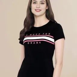 fabflee x ag Women Typographic Print Regular Fit Round-Neck T-Shirt-picture-35