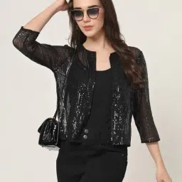style quotient Women Embellished Front-Open Shrug image 1