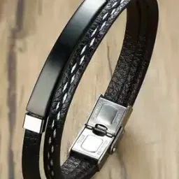 Men Textured Silver-Plated Bracelet-image-31