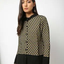 Woven Round-Neck Cardigan-image-11