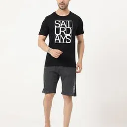masculino latino Typographic Print T-Shirt & Short Set-picture-47