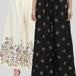 clora creation Pack of 2 Printed Palazzos with Elasticated Waist-picture-50