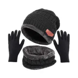 navkar crafts Women Cable-Knit Winter Beanie Cap with Gloves & Mask-picture-16