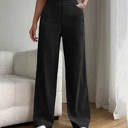 fashion booms Women Textured Relaxed Fit Trousers-picture-12