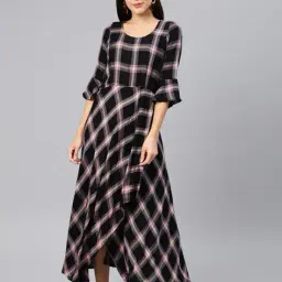 swishchick Women Checks Fit and Flare Dress image 1