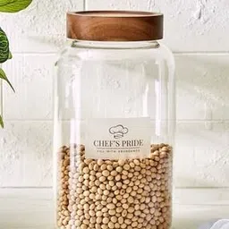 home centre Typographic Print Borosilicate Glass Jar with Wood Lid-2.5 L-picture-25