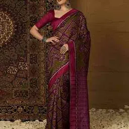 Women Printed Bhagalpuri Silk Saree-image-42