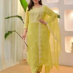 nyrika Women Embroidered Straight Kurta Suit Set-picture-19