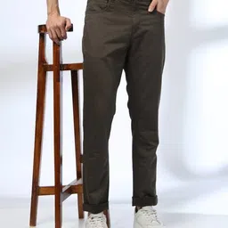 john players Men Slim Fit Flat-Front Trousers image 1