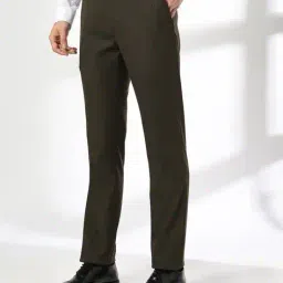 john players Men Patterned Slim Fit Flat-Front Trousers image 1