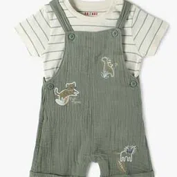 inf frendz Boys Embroidered Dungaree with T-Shirt-picture-23