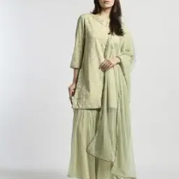 svrnaa by azorte Jaqaurd Cotton Mukaish Work Kurta Suit Set-picture-44