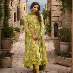 svaraa Women Floral Print Anarkali Kurta Set-picture-48