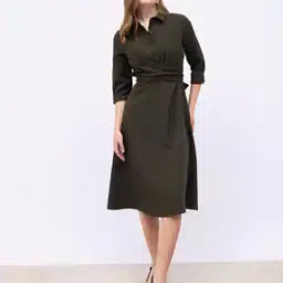 styli Women Shirt Wrap Over A-Line Midi Dress-picture-36