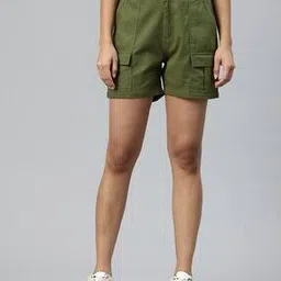 popnetic Women Cargo Shorts with Button Closure-picture-35