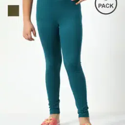 indiweaves Pack of 2 Girls Leggings with Elasticated Waist-picture-22
