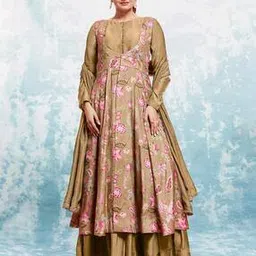 fusionic Women Floral Print Fit & Flare Dress with Dupatta & Shrug-picture-50