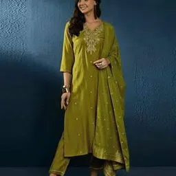 shewill Women Embroidered Straight Kurta Pants Set with Dupatta-picture-47