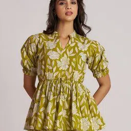 the cloth crow Women Floral Print Relaxed Fit Peplum Top-picture-13