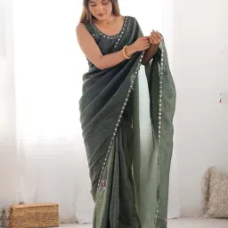 ri-wah Women Embroidered Saree with Lace Border image 1