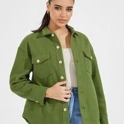 styli Women Oversized Fit Spread-Collar Jacket-picture-28