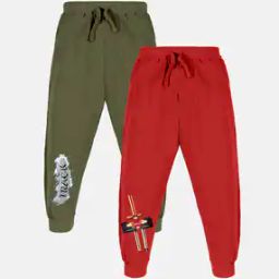 kiddopanti Boys Pack of 2 Typographic Print Joggers-picture-2