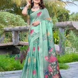 ri-wah Women Cotton Linen Traditional Saree  -picture-10