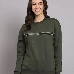 obaan Striped Crew-Neck Sweatshirt with Ribbed Hem-picture-30