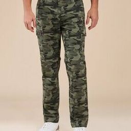 being human Men Camouflage Print Relaxed Fit Flat-Front Cargo Pants with Flap Pockets-picture-0
