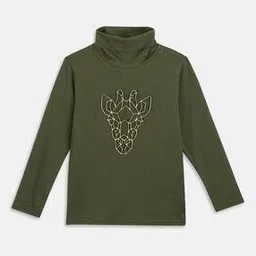 Graphic Print Turtleneck T-Shirt-image-1