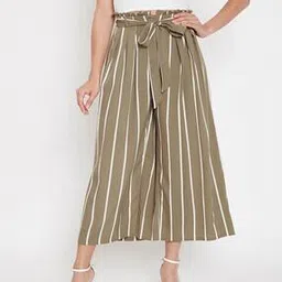 la zoire Striped Plated Pants with Tie-Up-picture-30