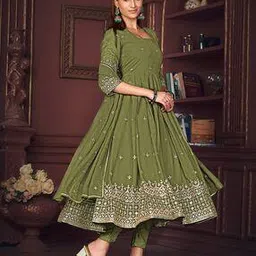 zeelpin Women Embroidery Semi-Stitched Anarkali Dress Material-picture-42