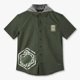 point cove Boys Graphic Print Regular Fit Hooded Cotton Shirt image 1