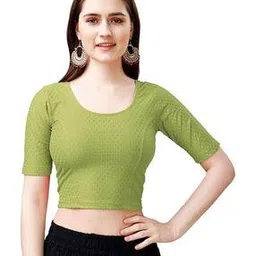 ss sanket synthetics Women Swiss-Dot Round-Neck Slip-On Blouse-picture-21