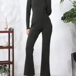 Shein Full Sleeves Back Open Cut-Out Flared Jumpsuit-image-1