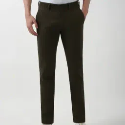 peter england casuals Men Slim Fit Flat-Front Chinos with Insert Pockets image 1
