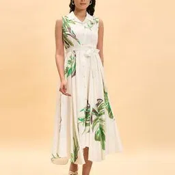 marigold lane Women Floral Print Shirt Dress with Waist Belt-picture-45