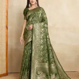 doi moi Women Floral Woven Saree with Zari Border image 1