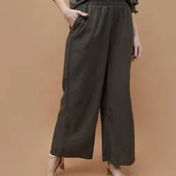 fame forever by lifestyle Women Straight Fit Pleated Trousers with Insert Pockets-picture-22