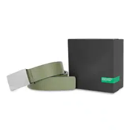 united colors of benetton Men Leather Belt with Logo Buckle Closure-picture-29