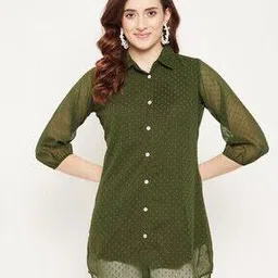 bitterlime Embroidered Tunic with Collar Neck-picture-25