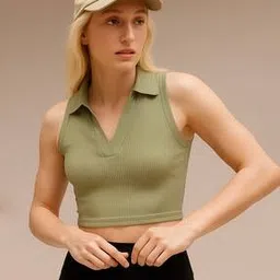 fyre rose Women Ribbed Slim Fit Polo T-Shirt-picture-43